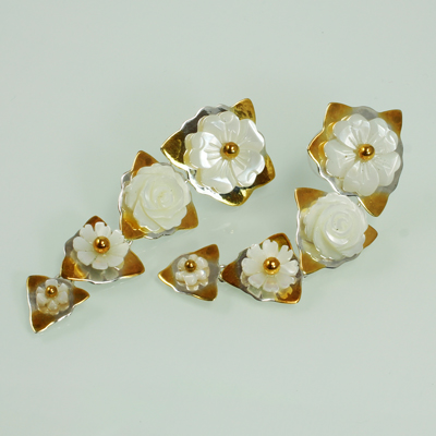 Schmuck von der Bey, Ohrringe BLÜTENRAUSCH, 935 Silber, teilvergoldet, Perlmutt